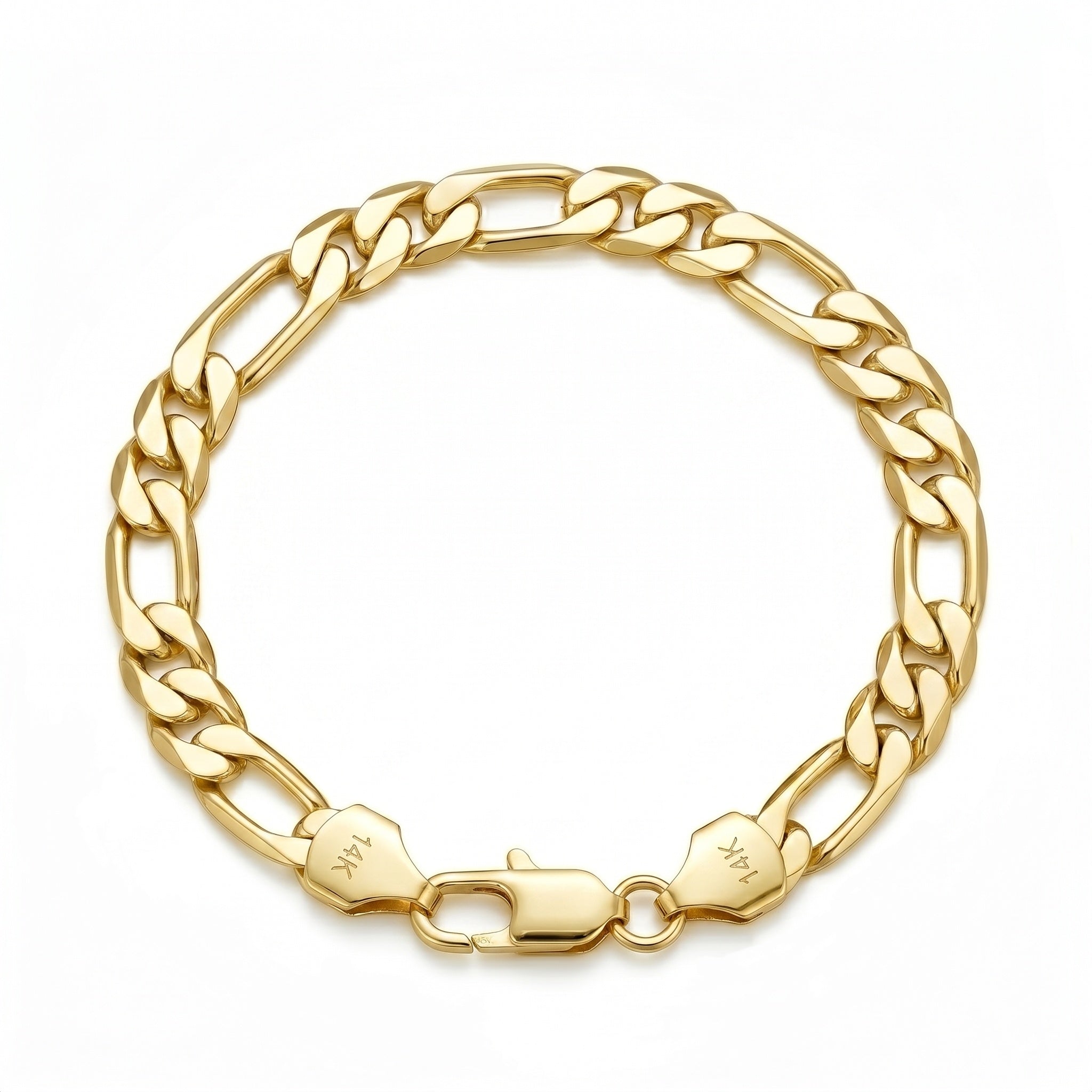 14K Gold Hand-Finished Figaro Bracelet