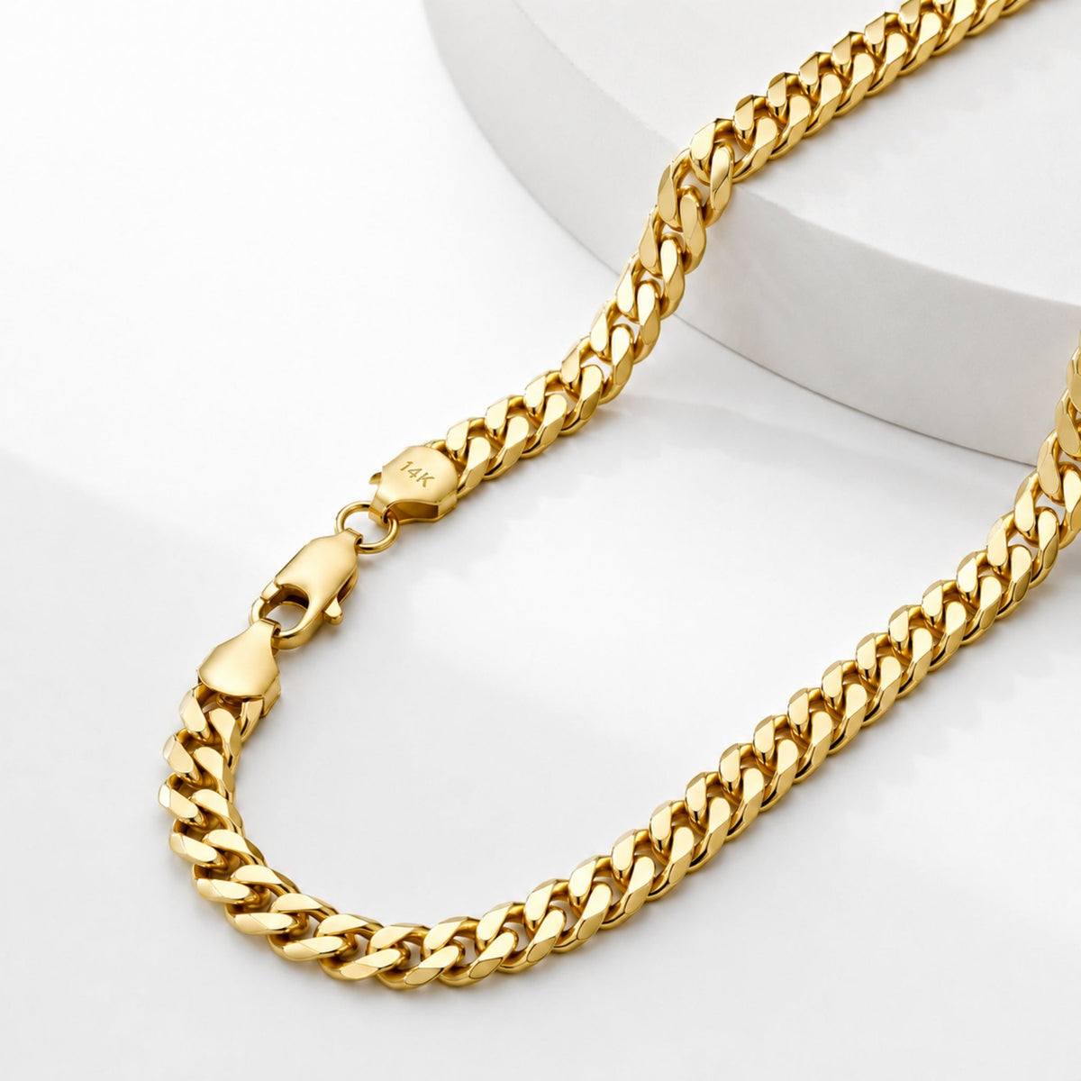 14K Gold Solid Handcrafted Cuban Link Necklace