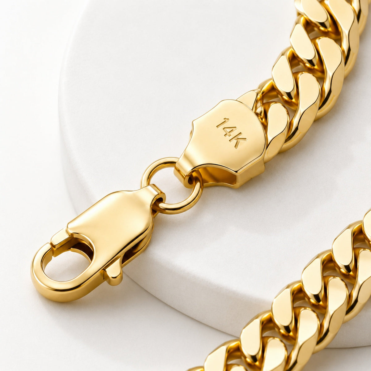 14K Gold Solid Handcrafted Cuban Link Necklace